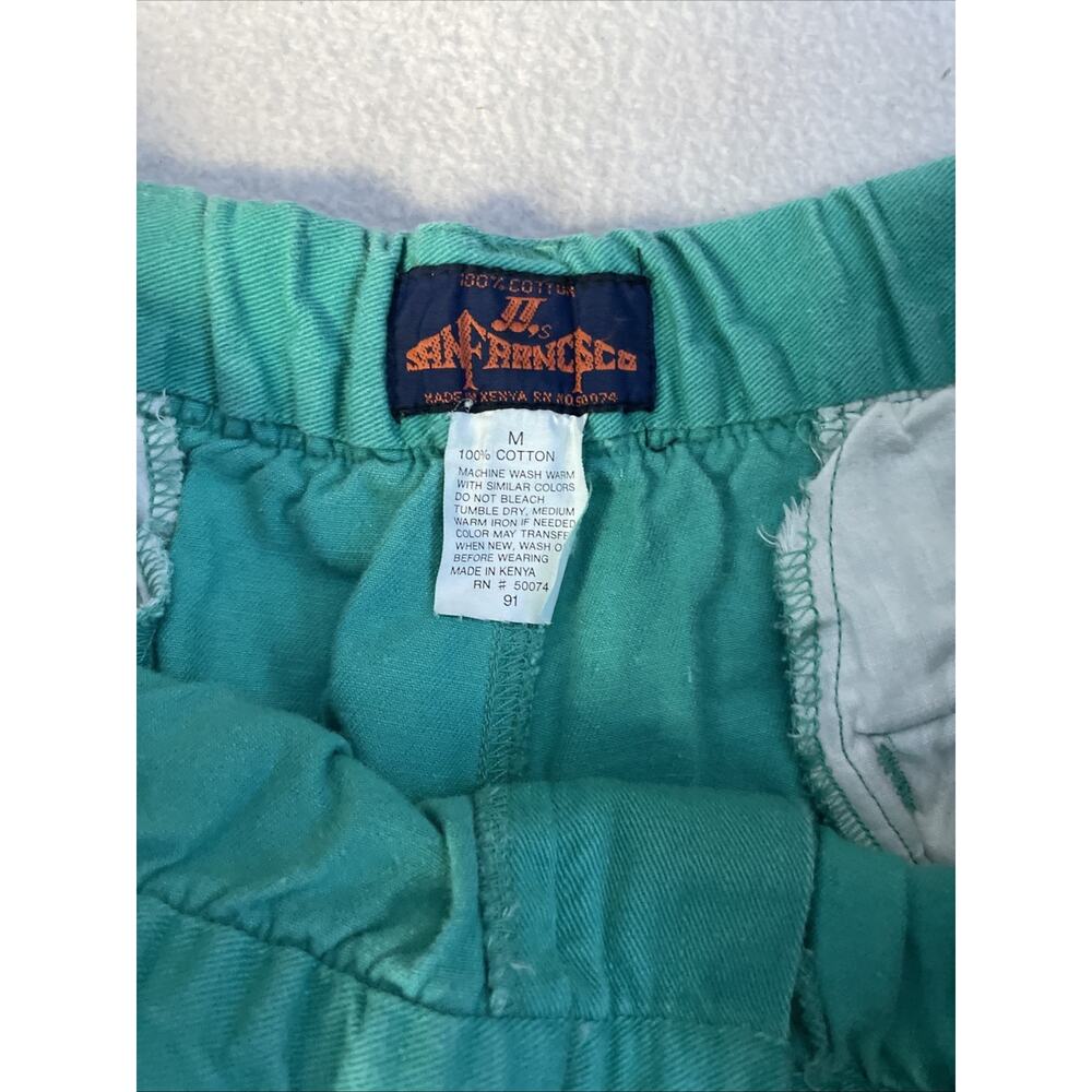 80s JJ San Francisco Teal Men’s Medium Shorts. Teal Zip Elastic Waist - Picture 11 of 16